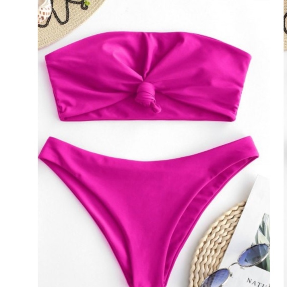 [zaful] hot pink strapless bikini ✨ BNWT